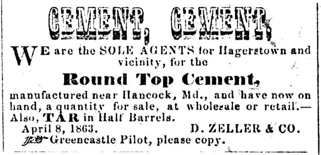 Ad in Herald of Freedom and Torch Light, 1863 - "Cement, Cement"