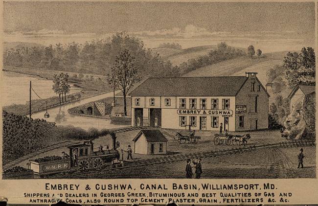 Post drawing Embrey & Cushwa, Canal Basin, Williamsport, Md.; circa 1877
