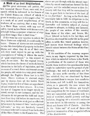 Opinion in Herald of Freedom & Torch Light, 1853 - "A Mark of No Good Neighborhood."