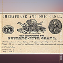 Chesapeake and Ohio Canal scrip, 1838 Cumberland, 75 cents