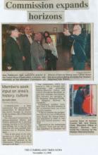 Newspaper article titled "Commission expands horizons"