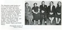 Photograph and text of the teachers of Carver School, Allegany County MD; 4 women and 1 man