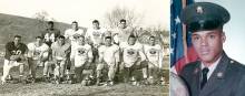 Image of Allegany High Football team class of 1968, side photo of Terry Ashby in military uniform