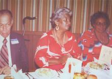 Photo of Earle Bracey, Mary Reed, Mary Carter at a dinner banquet circa 1970s