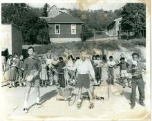 Photo of black and white children playing at Gephart Elementary School Playground