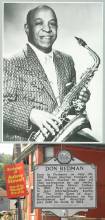 Don Redman professional photo holding a saxophone; picture of sign located in Piedmont, WV