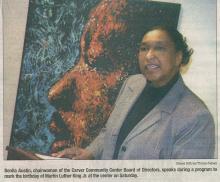 Newspaper clipping of Maria Smith speaking at MLK program