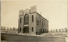 Sepia image of McKendree Methodist Episcopal Church on N. Centre Street