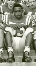 Cropped image of football player from team photo