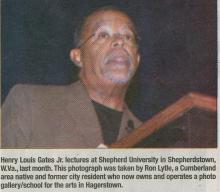 Newspaper clipping of Henry Louis Gates, Jr. speaking at Shepherd University 2007 
