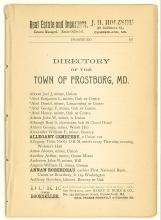 Photocopy of Directory of the Town of Frostburg, MD 1865