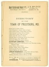 Photocopy of Directory of the Town of Frostburg, MD 1865