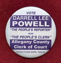 Button of "Vote Darrell Lee Powell" The People's Reporter