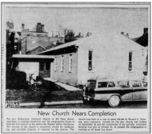 Newspaper clipping from new church construction