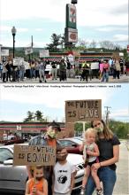 2 photos of march in 2020 in support of George Floyd - Frostburg MD