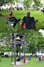 2 photos of outdoor gathering and interfaith prayer meeting - Oakland MD - 2020