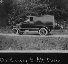 Book wagon on country road