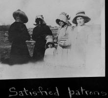 Group of women and young girl talking in countryside