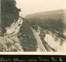 Photograph of book wagon near Dam No. 6