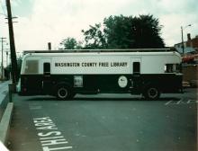 Bookmobile in 1969 sitting in parking lot