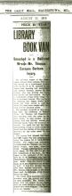 Newspaper article clipping about Library Book Van