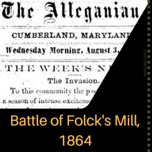 Folck's Mill icon; capture of The Alleganian Newspaper headlines