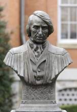 Bust of Justice Roger Taney outside of Frederick City Hall, MD 2016