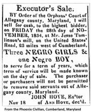 Newspaper article titled "Executor's Sale" from 1834