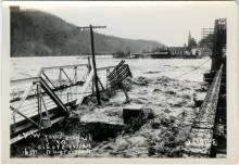 Photo of destruction of the bridges in Harpers Ferry during 1936 Flood