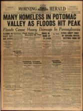 Front page of Hagerstown Morning Herald during 1936 Flood