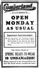 Ad from Cumberland Evening Times - Open Monday as Usual