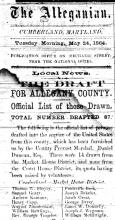 Newspaper clipping from The Alleganian - Local News, The Draft - 1864
