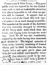 News article from The Alleganian - Chesapeake & Ohio Canal - August 3, 1864