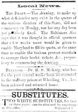 News article from The Alleganian - Local News - September 7, 1864