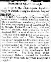 News article from The Alleganian - Burning of Chambersburg - August 10, 1864