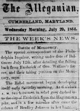 News article from The Alleganian - The Week's News. Wednesday Morning, July 20, 1864