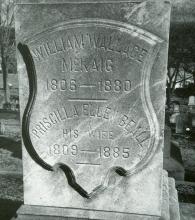 Image of gravestone with William Wallace Mekaig and Priscillia Elle Beall