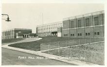 B&W Postcard of Fort Hill High School, Cumberland MD