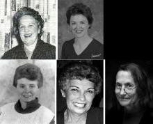 5 photos of Frostburg City Councilwomen; Margaret C. Jones, Susan Keller, Robin Gorrell, Winnie Davis, and Nina Forsythe