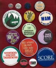 Display setting of 15 buttons in various sizes about Women's History movements