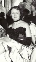 Photo of Evelyn Ruth Kauffman in a formal gown, circa 1950s