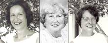 3 photos of women at golf tournament, circa 1970s