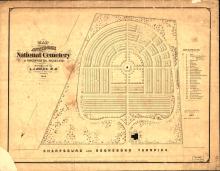 Map drawing of Antietam National Cemetery at Sharpsburg, MD, 1866