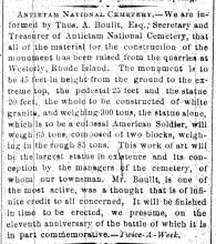 News article in Herald of Freedom & Torch Light, 1872-10-16 - "Antietam National Cemetery"