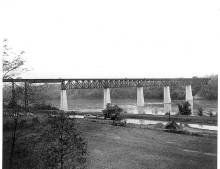 Norfolk & Western Railroad Bridge with canal in foreground, circa 1920s
