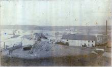 Potomac and the Conococheague flood in January 1897, canal boats docked and many low lying areas under water