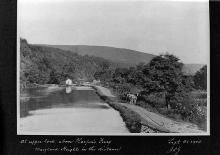 Upper lock above Harper Ferry.  Maryland Heights in the distance