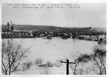 Williamsport during the 1936 Flood; several homes under water near the river
