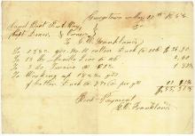 Purchase for canal boat, 1854 received by G. W. Frankland