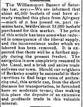 News article in Hagerstown Mail, 1837 - 40,000 bushels of coal
